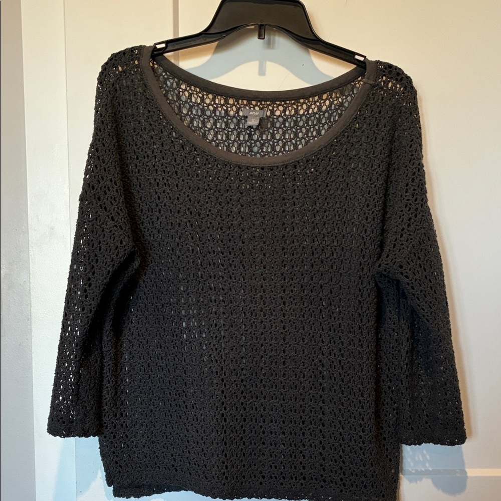 Aerie oversized Charcoal Open-Knit Sweater. B6